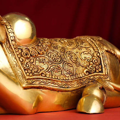 Brass Majestic Nandi Idol (9 Inch)