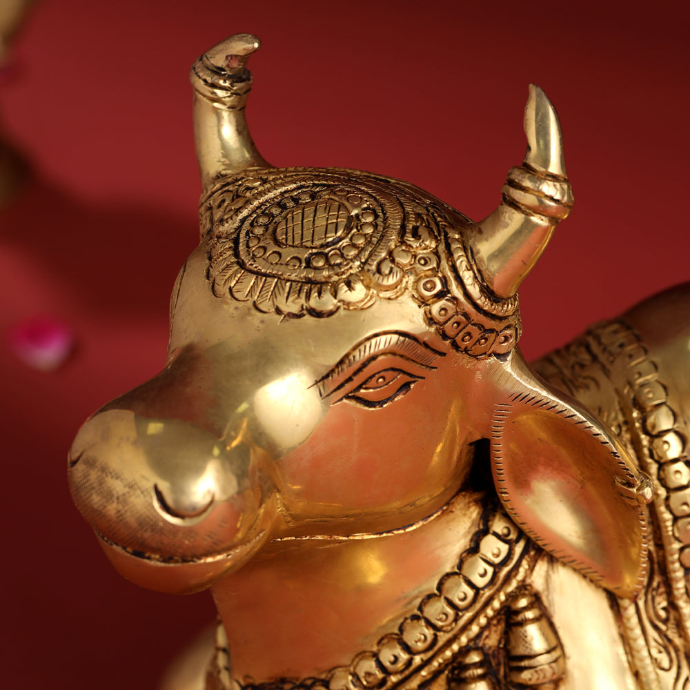 Brass Majestic Nandi Idol (9 Inch)