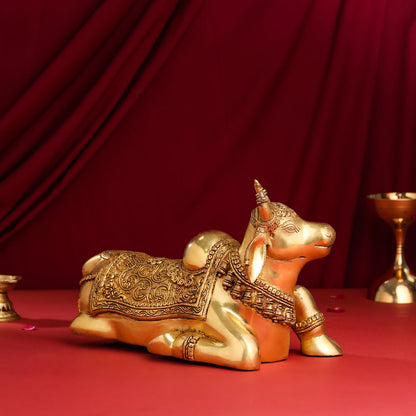 Brass Majestic Nandi Idol (9 Inch)