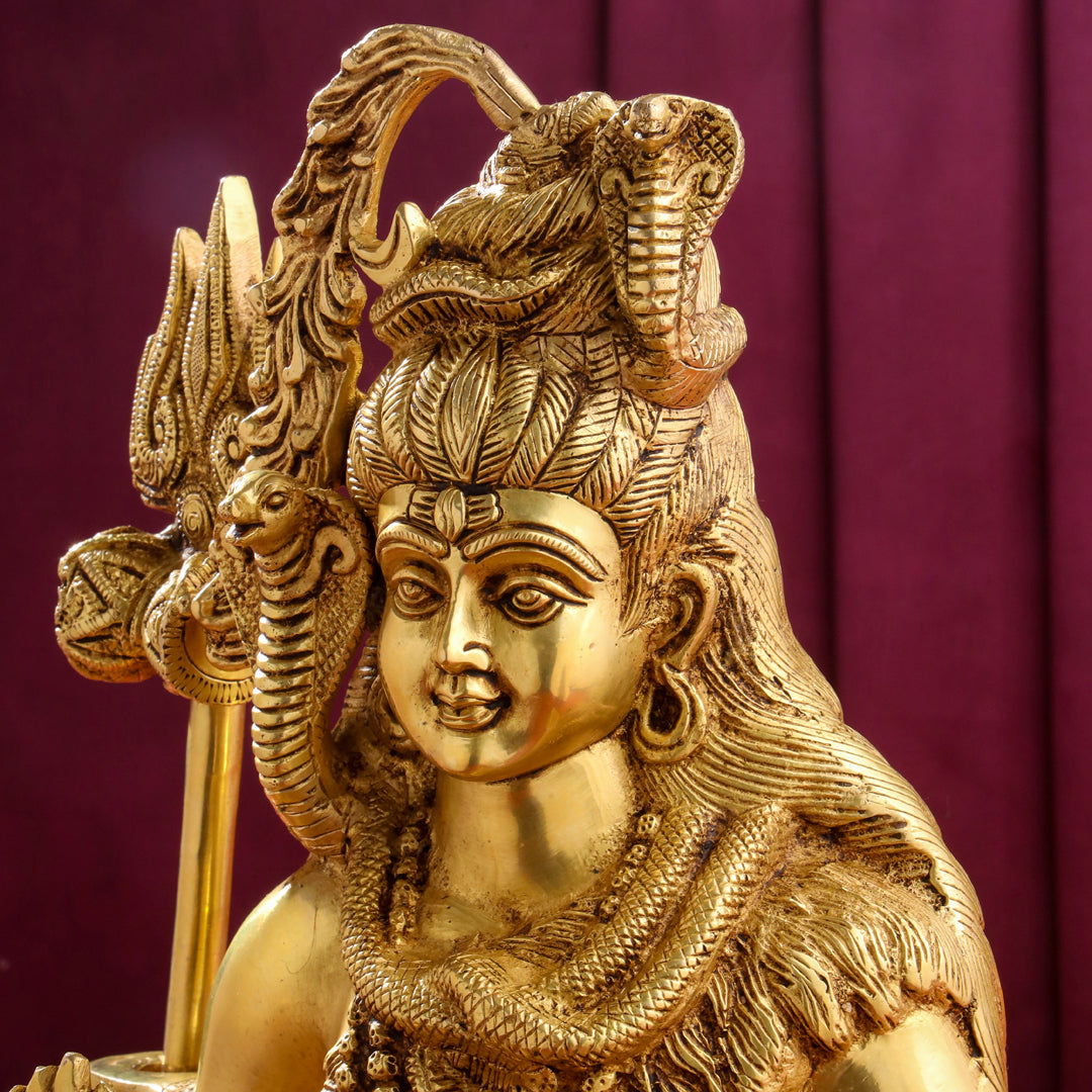 Brass Sitting Lord Shiva Statue (15 Inch)
