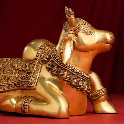 Brass Majestic Nandi Idol (9 Inch)