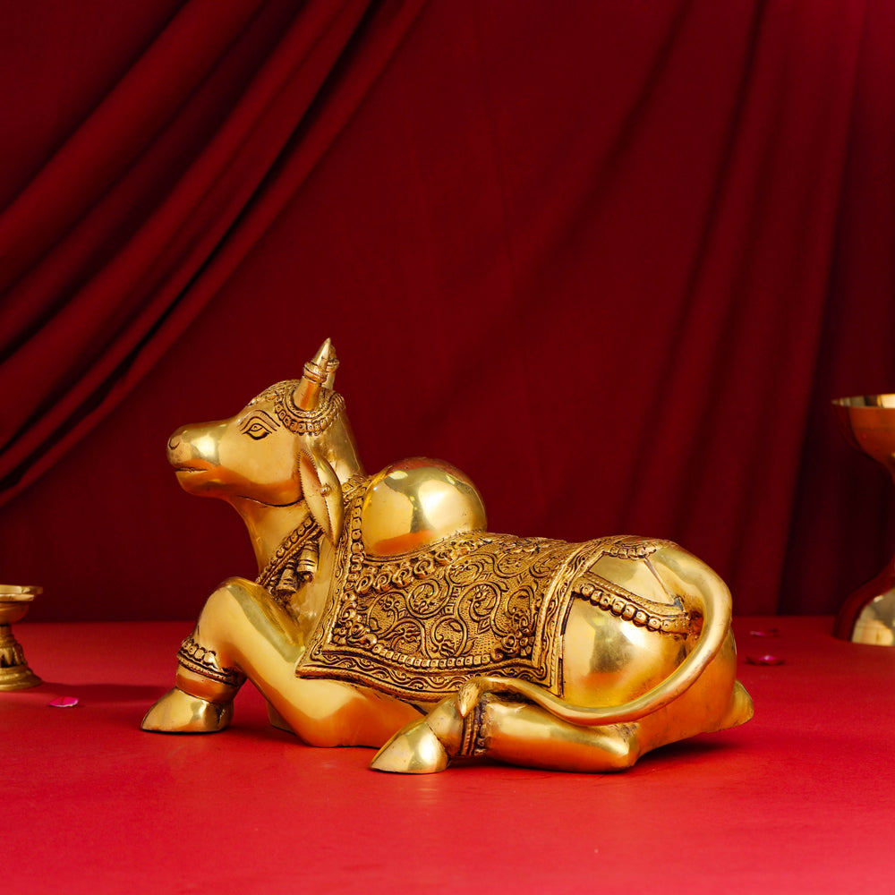 Brass Majestic Nandi Idol (9 Inch)