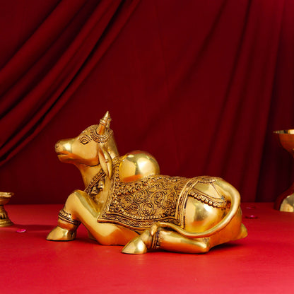 Brass Majestic Nandi Idol (9 Inch)
