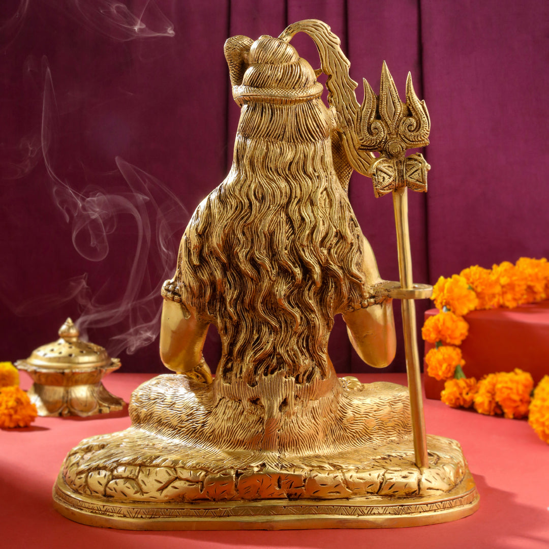 Brass Sitting Lord Shiva Statue (15 Inch)