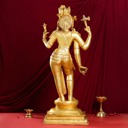 Brass Ardhanarishwara Statue (35 Inch)