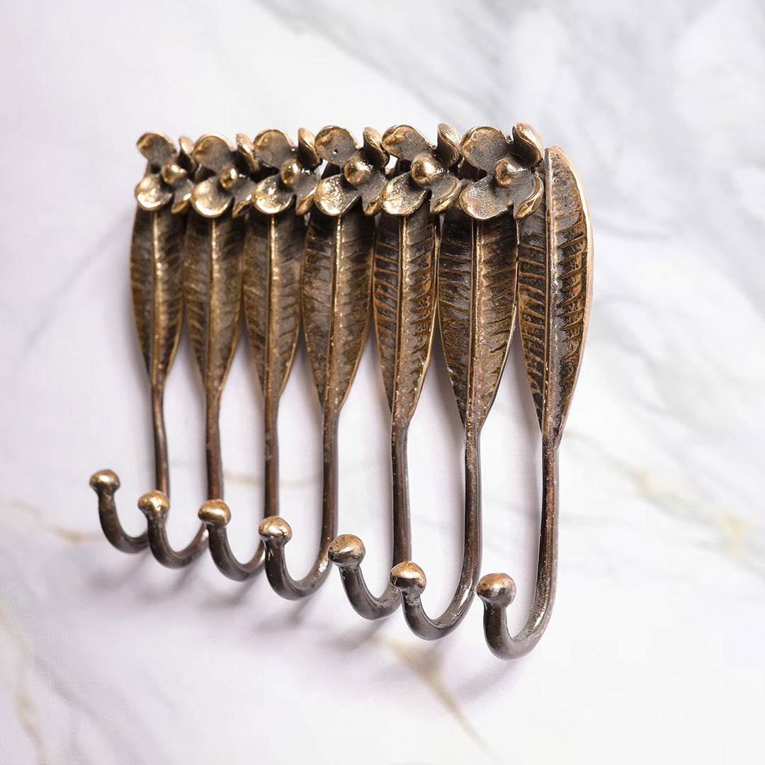 Brass Leaf Wall Key Hanger (6 Inch)
