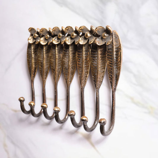 Brass Leaf Wall Key Hanger (6 Inch)