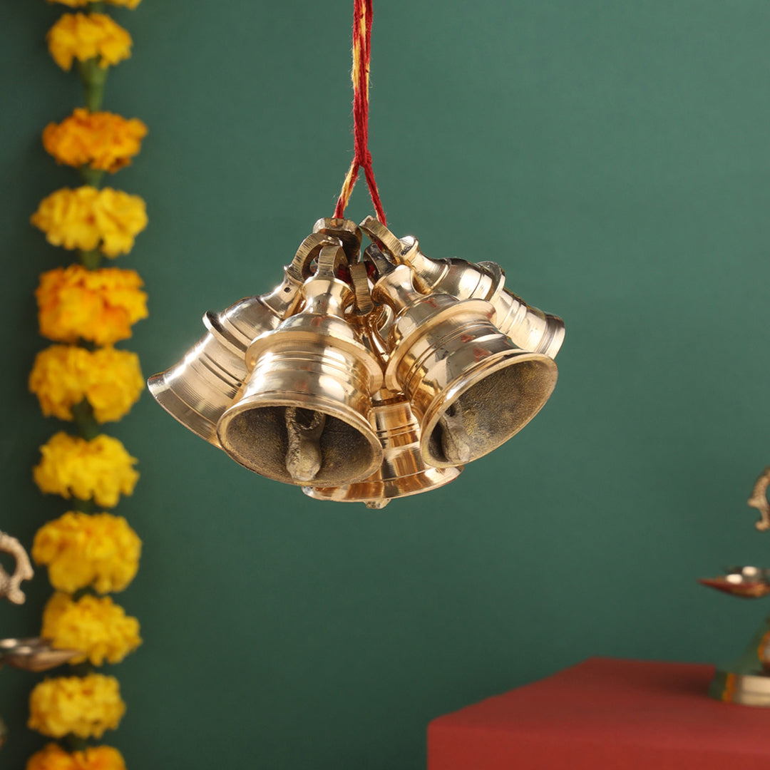 Brass Decorative Wall Hanging Bells Set (2.5 Inch)