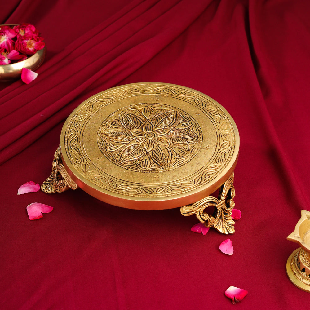 Brass Pooja Chowki (2.8 Inch)