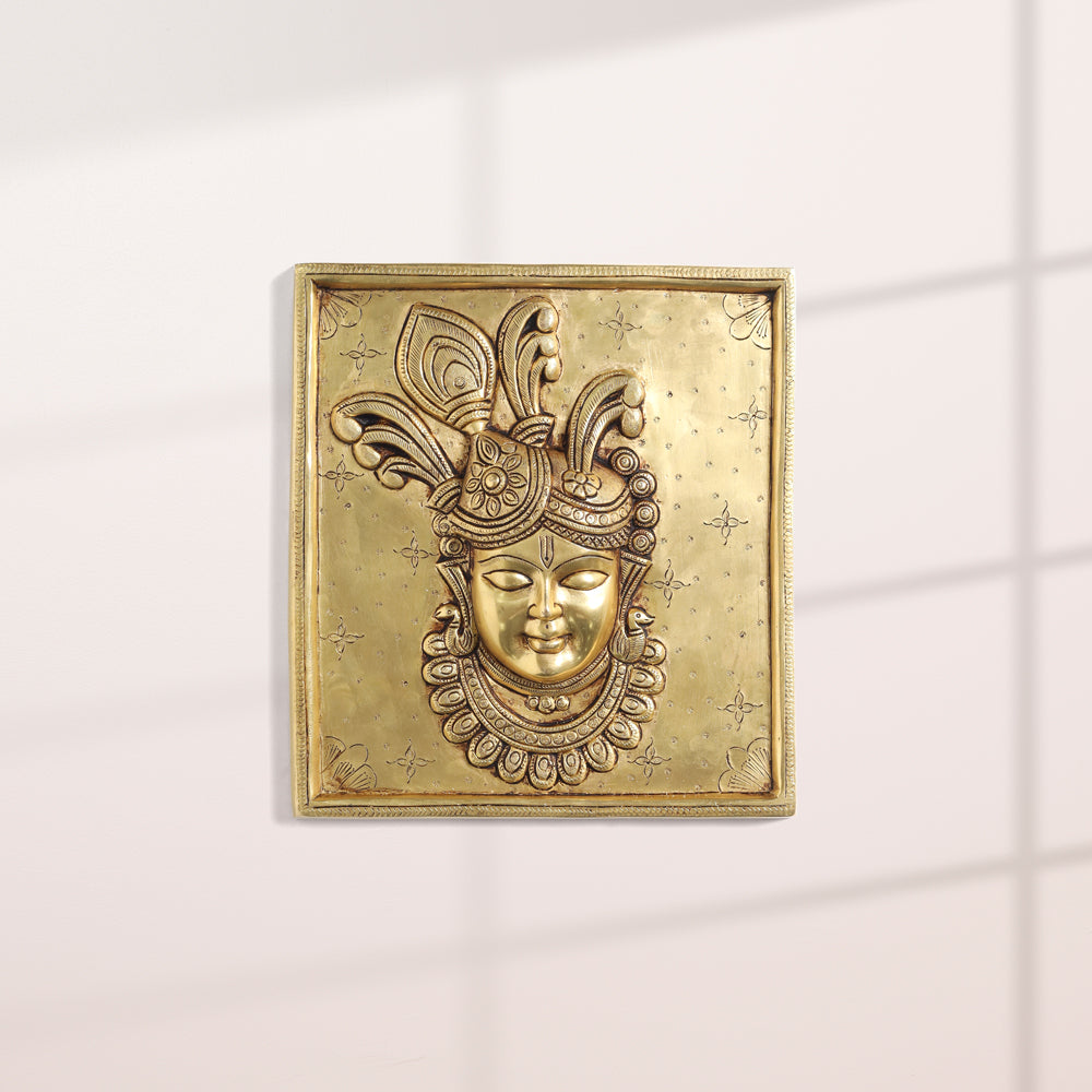 Brass Krishna Wall Hanging Plate (9.5 Inch)