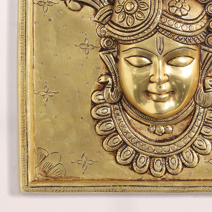 Brass Krishna Wall Hanging Plate (9.5 Inch)