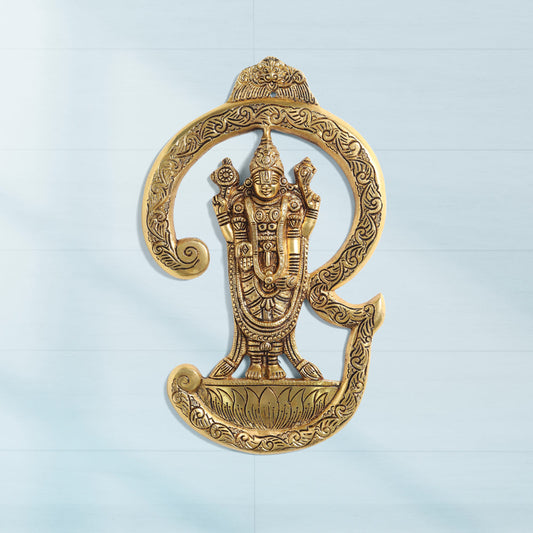 Brass Tirupati Balaji/Venkateshwar Idol Wall Hanging (13 Inch)