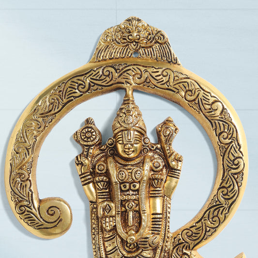 Brass Tirupati Balaji/Venkateshwar Idol Wall Hanging (13 Inch)