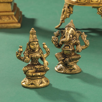 Brass Ganesha And Lakshmi Set (2.8 Inch)