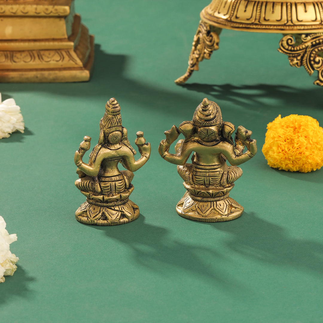 Brass Ganesha And Lakshmi Set (2.8 Inch)