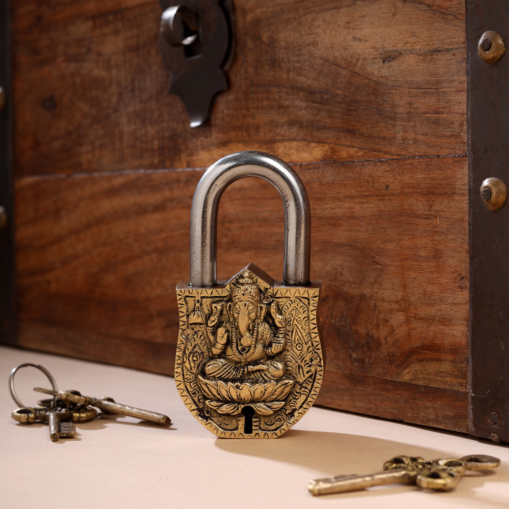 Brass Ganesha Door Lock (4.5 Inch)