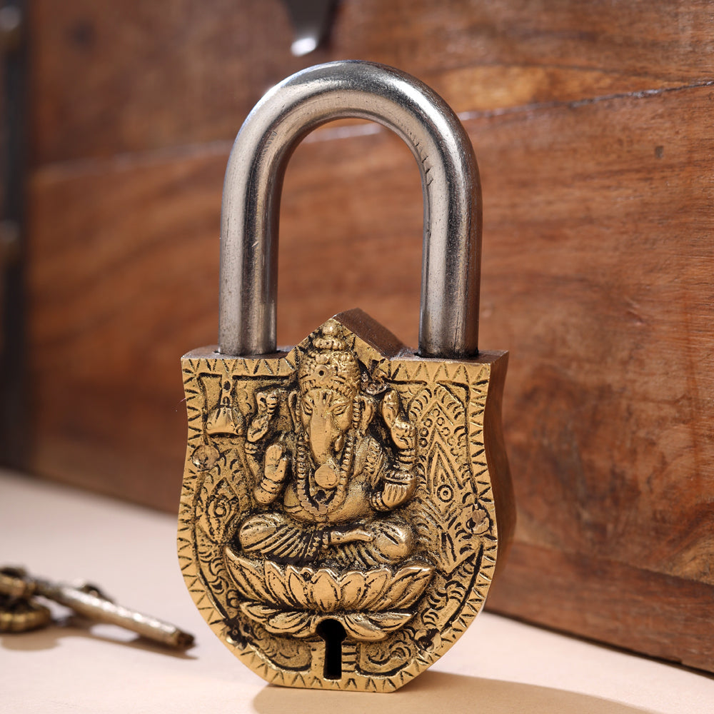 Brass Ganesha Door Lock (4.5 Inch)