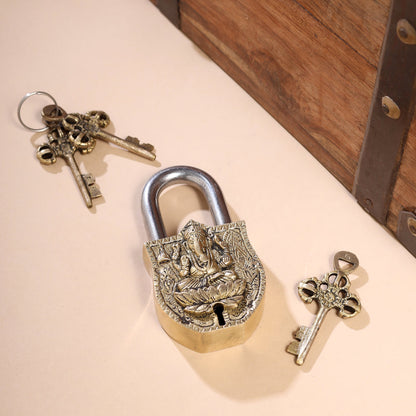 Brass Ganesha Door Lock (4.5 Inch)