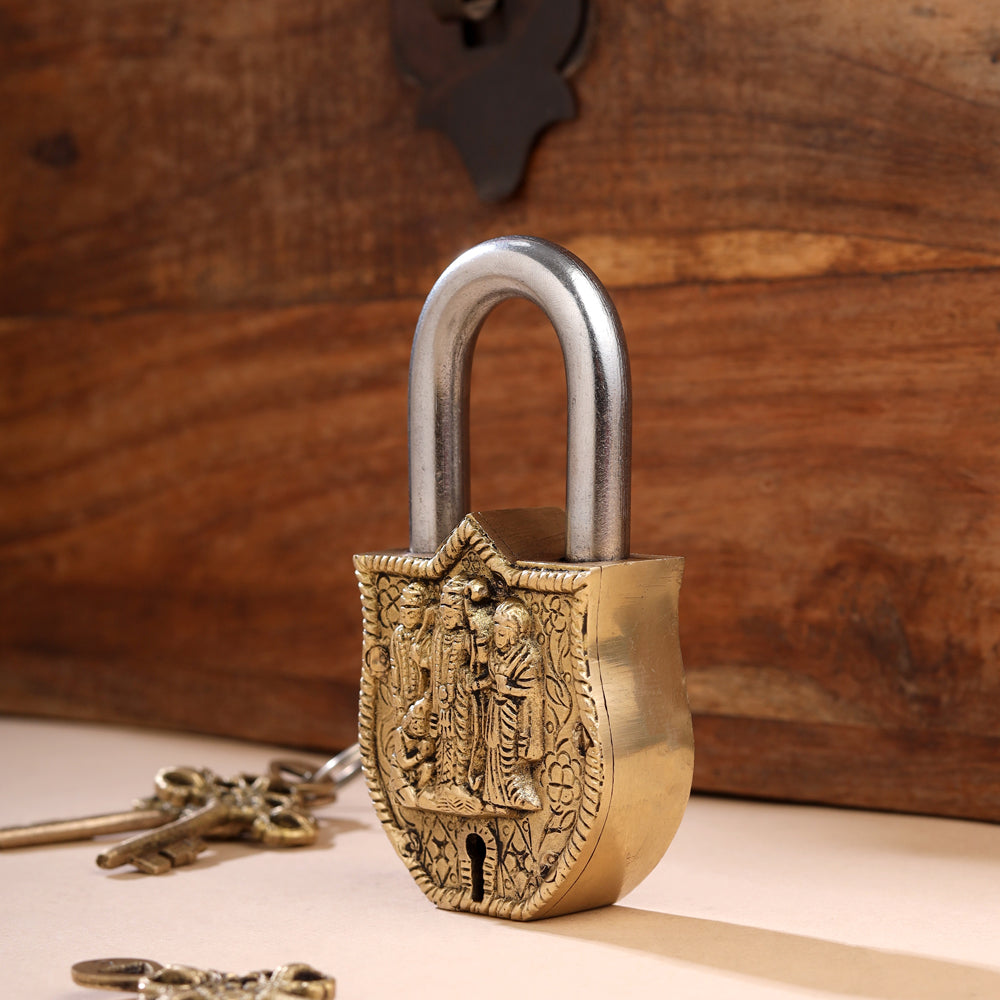 Brass File Lock Code Brass Ram Darbar Door Lock (4.5 Inch) – Velan Store