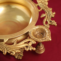Brass Peacock Urli  With Bell
