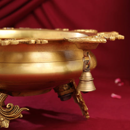 Brass Peacock Urli  With Bell