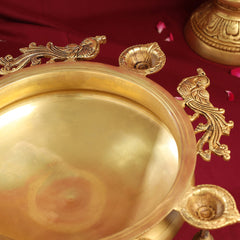 Brass Peacock Urli  With Bell