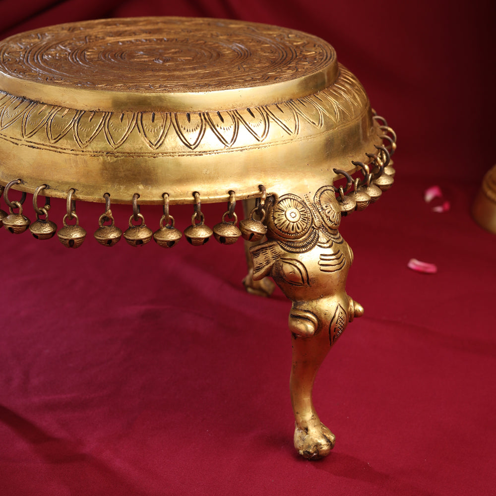 Brass Stool With Hanging Bells (9 Inch)