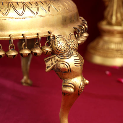 Brass Stool With Hanging Bells (9 Inch)