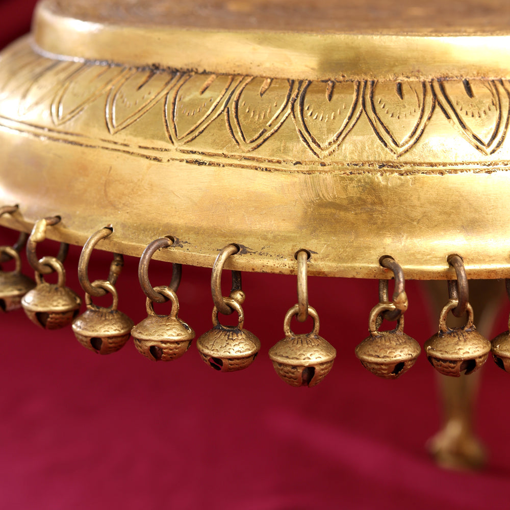 Brass Stool With Hanging Bells (9 Inch)