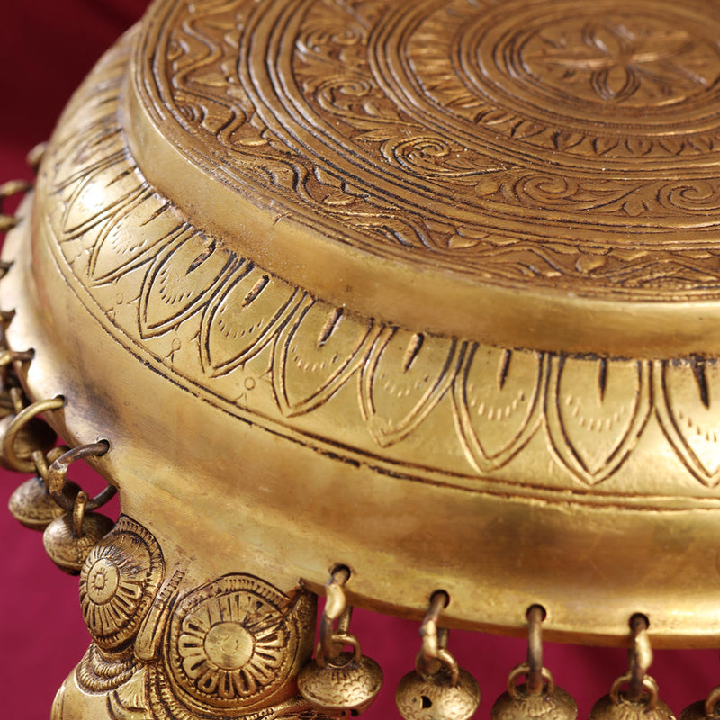 Brass Stool With Hanging Bells (9 Inch)
