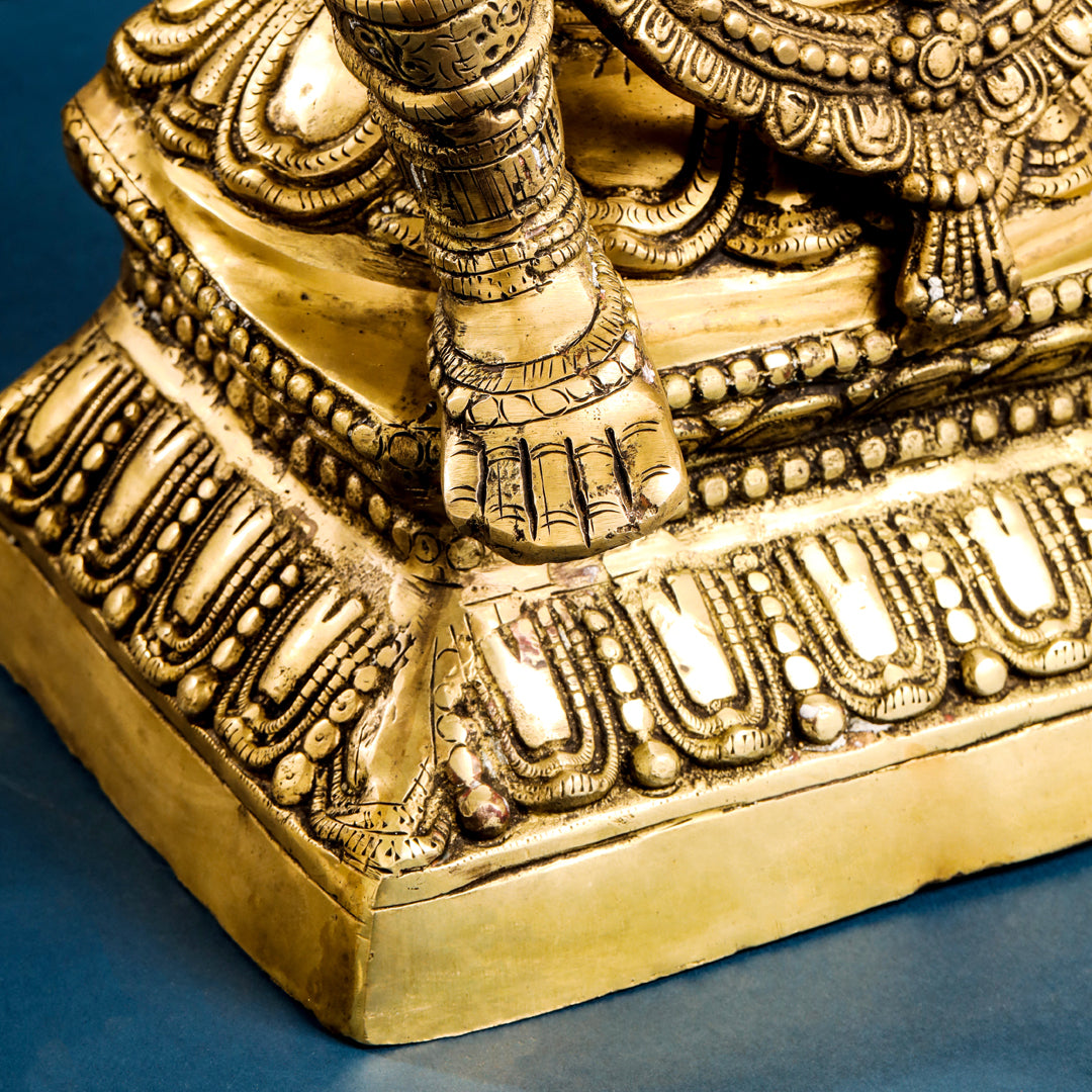 Brass Goddess Saraswati Idol (30 Inch)