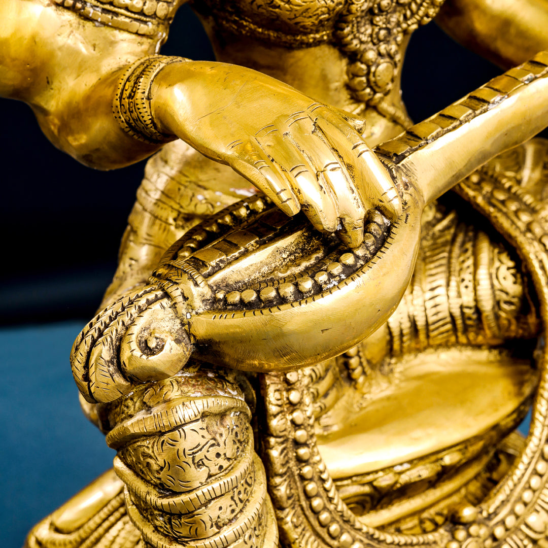 Brass Goddess Saraswati Idol (30 Inch)