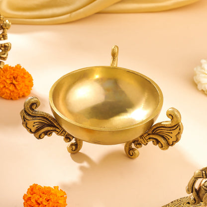 Brass Peacock Dhoop Dani & Incense Holder (7 Inch)