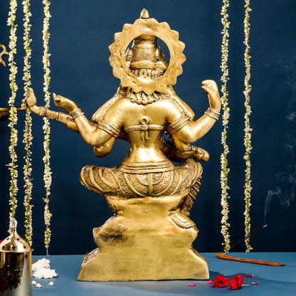 Brass Goddess Saraswati Idol (30 Inch)