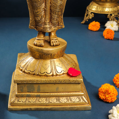 Brass Lord Murugan With Devasena And Valli Statues (23.5 Inch)