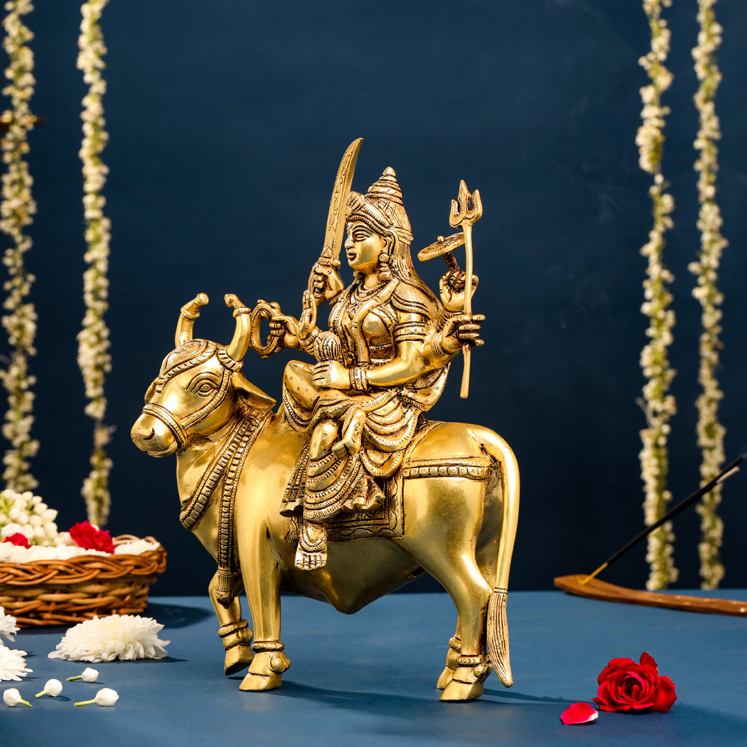Brass Goddess Durga Statue (13 Inch)