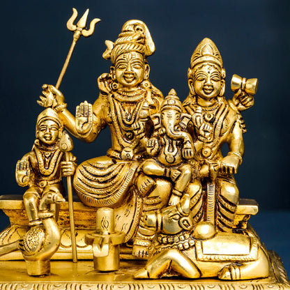 Brass Superfine Shiva Family Statue (7 Inch)