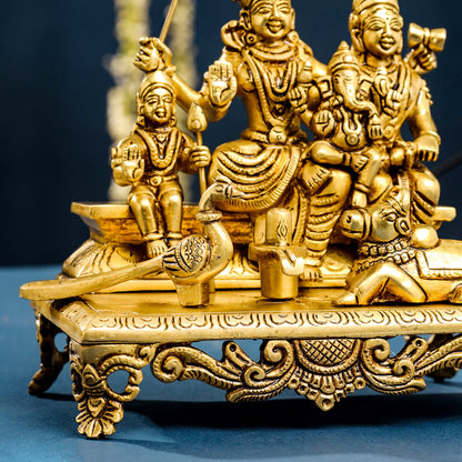 Brass Superfine Shiva Family Statue (7 Inch)
