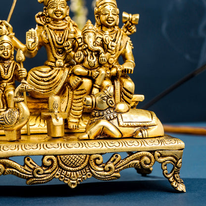 Brass Superfine Shiva Family Statue (7 Inch)