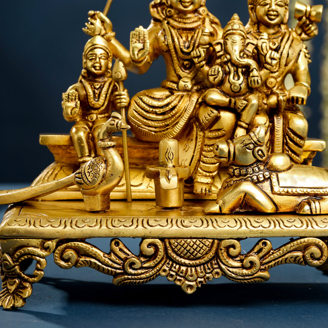 Brass Superfine Shiva Family Statue (7 Inch)