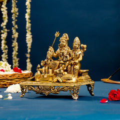 Brass Superfine Shiva Family Statue (7 Inch)