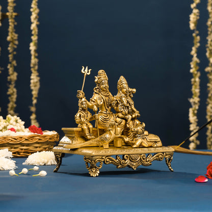 Brass Superfine Shiva Family Statue (7 Inch)