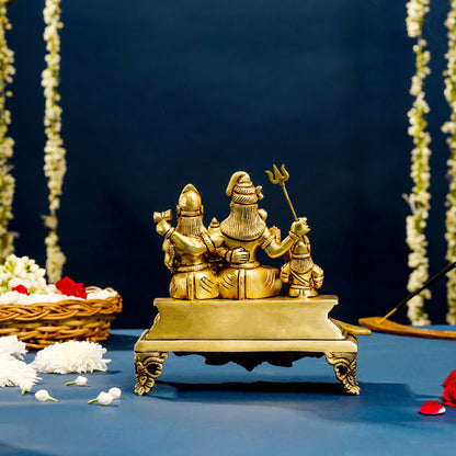 Brass Superfine Shiva Family Statue (7 Inch)