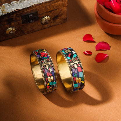 Brass Stone Bangles Pair