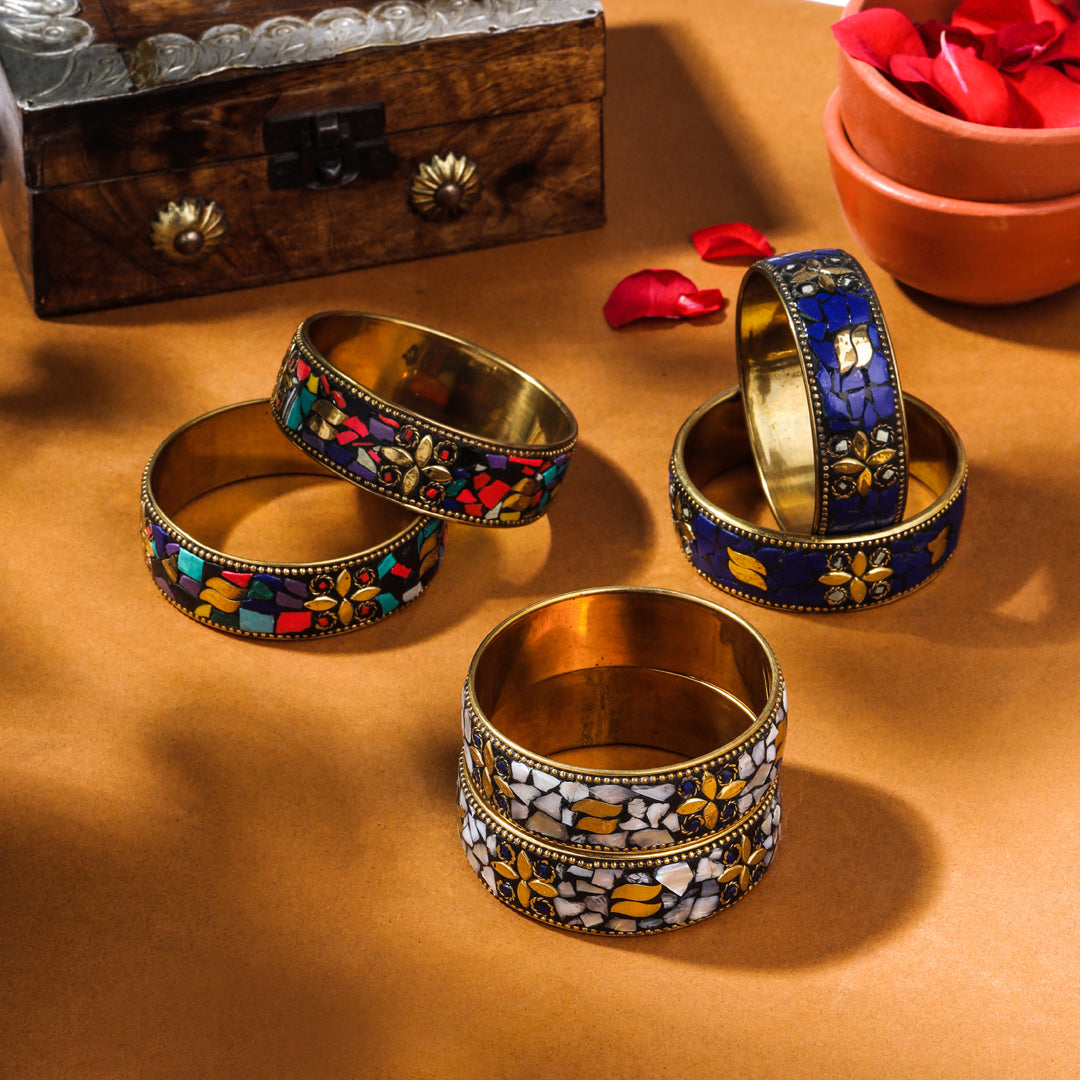 Brass Stone Bangles Pair