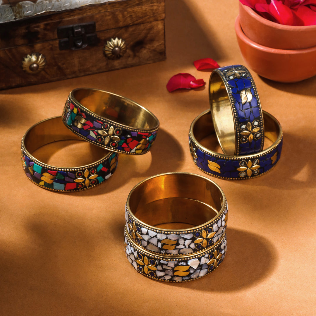 Brass Stone Bangles Pair