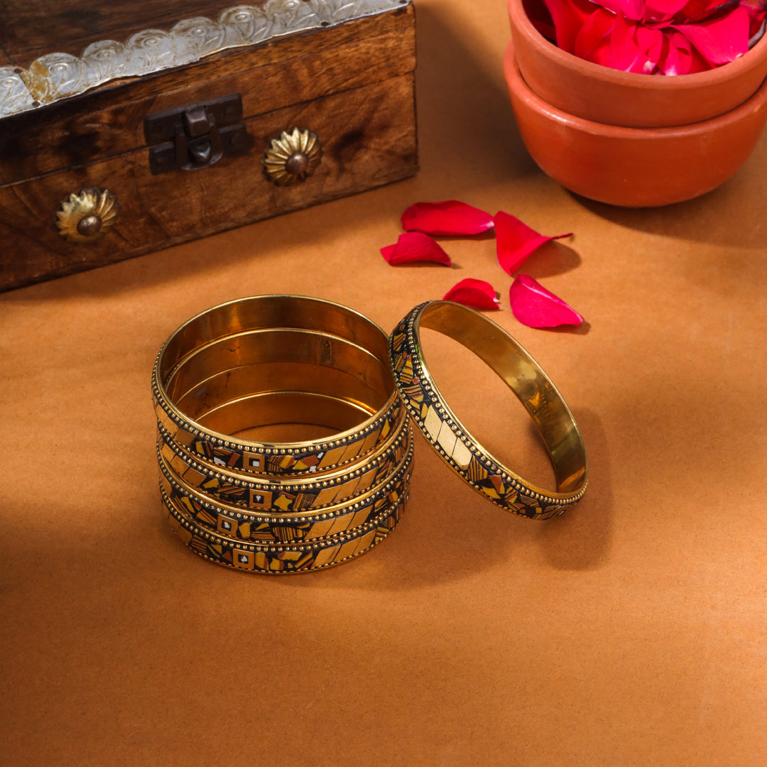 Brass Stone Bangles Set