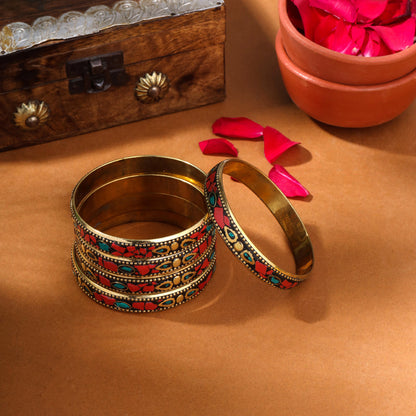 Brass Stone Bangles Set