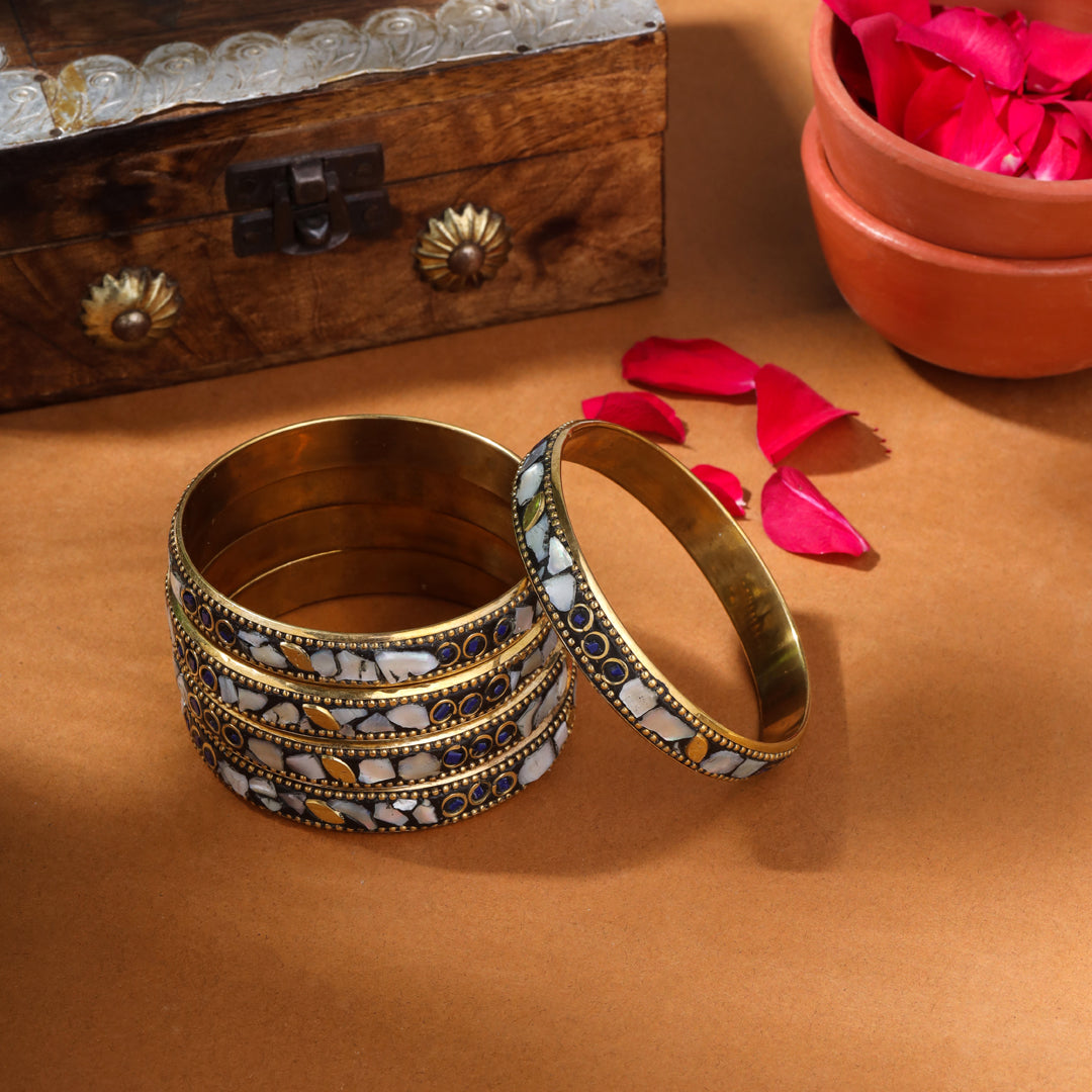 Brass Stone Bangles Set