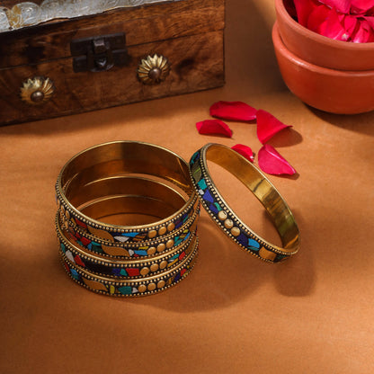 Brass Stone Bangles Set